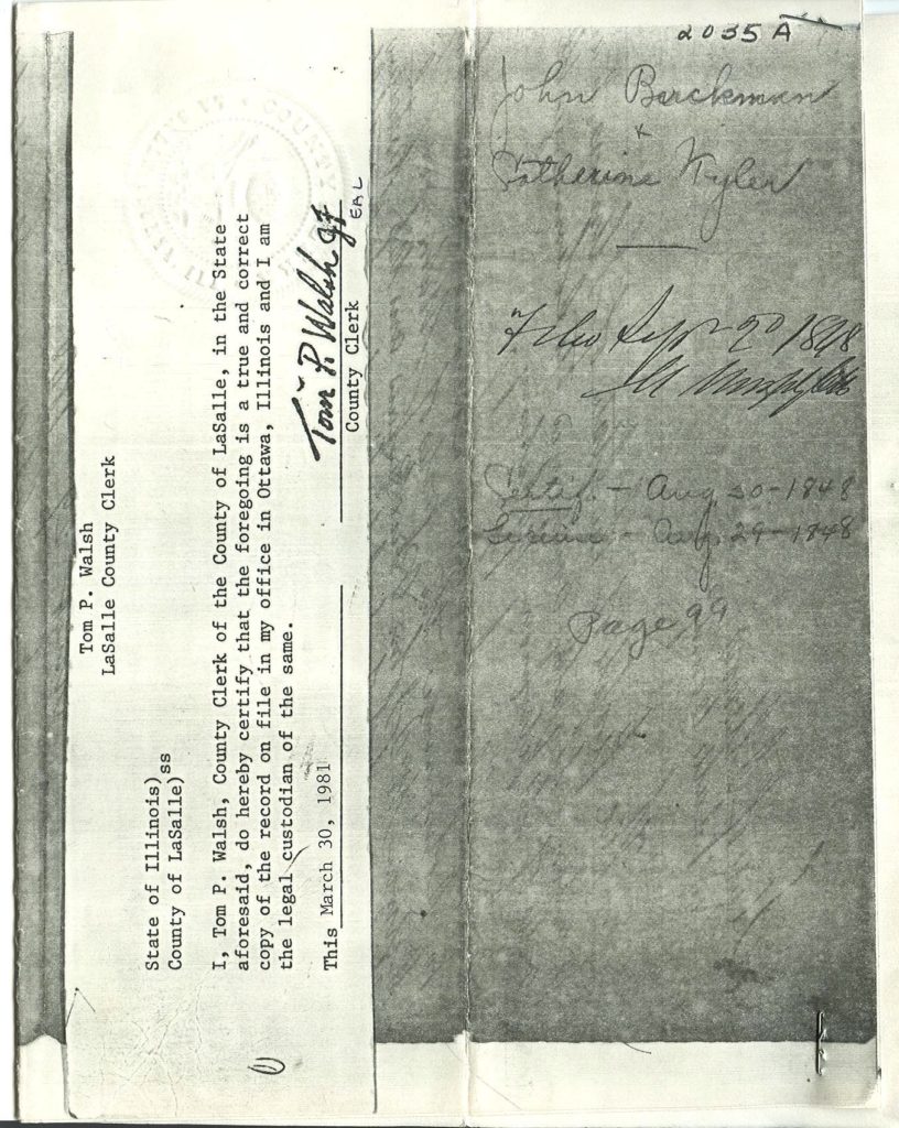 Marriage Certificate/License: John Buchenau and Catherine Tyler